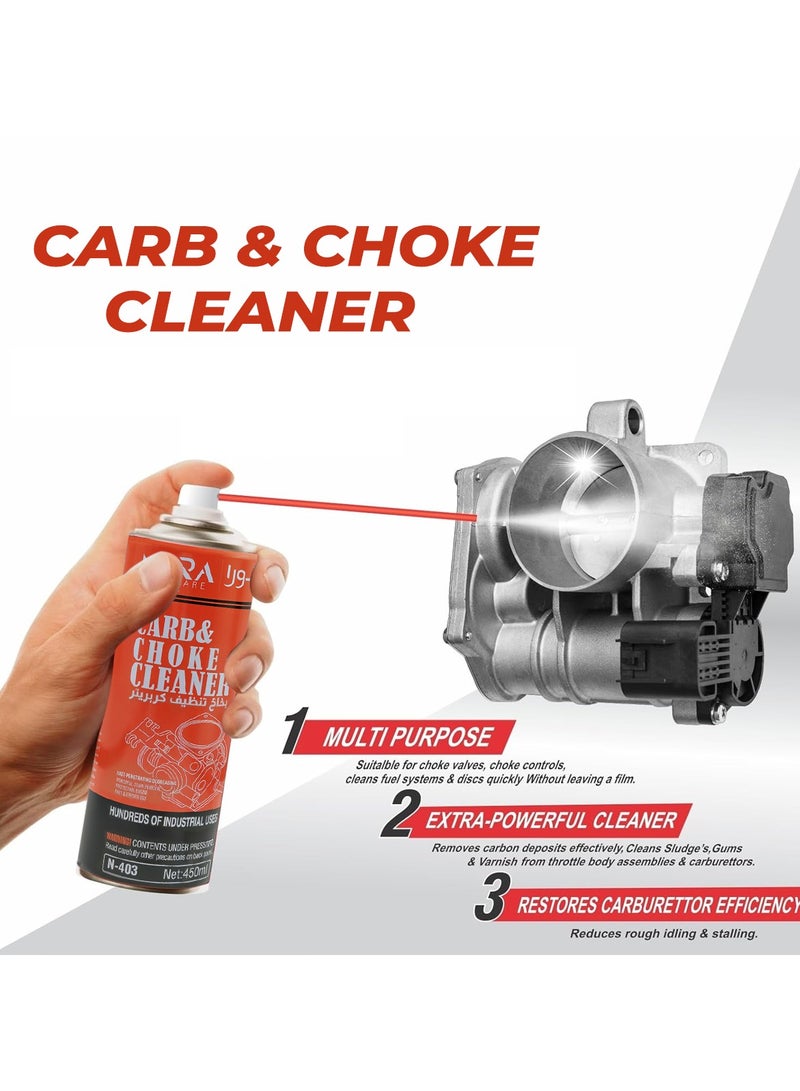 نورا منظف ​​المكربن ​​والخنق من نورا، 450 مل، N-403، منظف قوي للمكربنات والخنق والصمامات وأجسام الخانق - Image 3