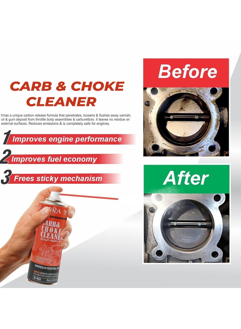 نورا منظف ​​المكربن ​​والخنق من نورا، 450 مل، N-403، منظف قوي للمكربنات والخنق والصمامات وأجسام الخانق - Image 2