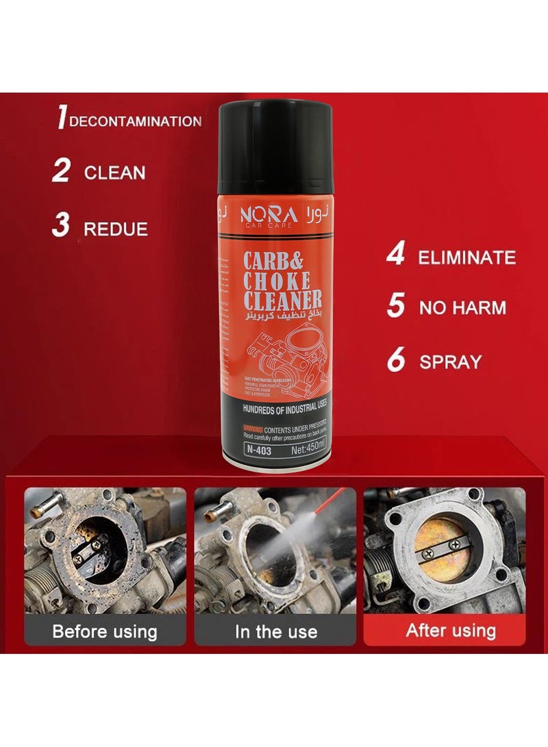 نورا منظف ​​المكربن ​​والخنق من نورا، 450 مل، N-403، منظف قوي للمكربنات والخنق والصمامات وأجسام الخانق - Image 4