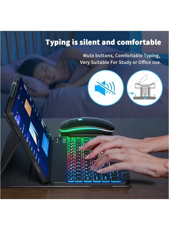 عام غطاء لوحة مفاتيح مضيء متوافق مع Honor Pad X9 11.5 بوصة 2023 لوحة مفاتيح بلوتوث مع غطاء الماوس. - Image 3