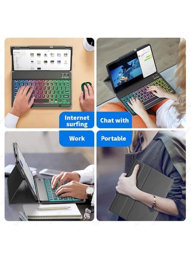 عام غطاء لوحة مفاتيح مضيء متوافق مع Honor Pad X9 11.5 بوصة 2023 لوحة مفاتيح بلوتوث مع غطاء الماوس. - Image 5