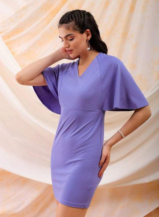Freehand  Women Regular Fit Solid V-Neck Short Sleeve Mini Dress for Women | Best Price UAE