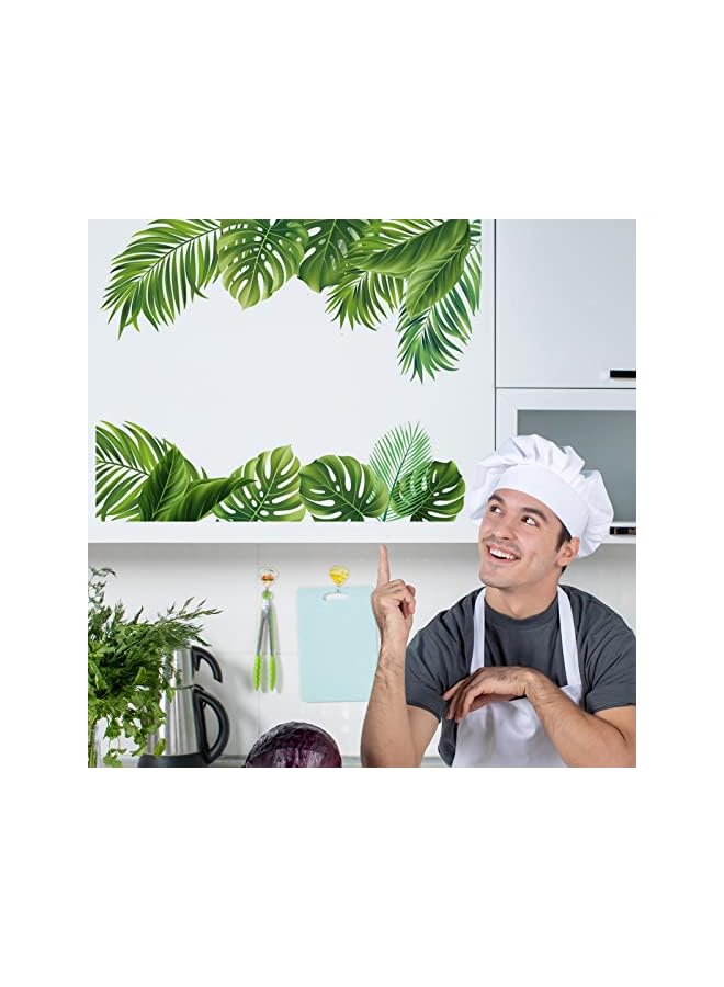 S-TOP Green Tropical Palm Tree Leaf Wall Stickers Nature Leaves Wall Decals Green Plants Vinyl DIY Wallpaper Decor Art Decoration for Living Room Bedroom Office Home Decoration (greenplant4) - Image 4