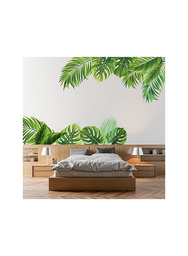 S-TOP Green Tropical Palm Tree Leaf Wall Stickers Nature Leaves Wall Decals Green Plants Vinyl DIY Wallpaper Decor Art Decoration for Living Room Bedroom Office Home Decoration (greenplant4) - Image 2