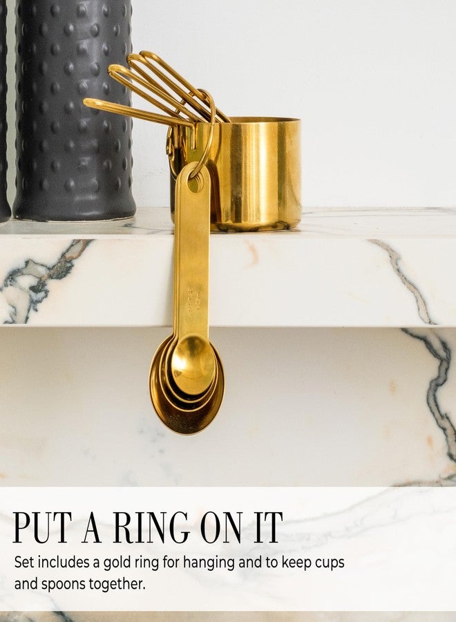 STYLED SETTINGS Gold Measuring Cups and Spoons Set - Stackable 8-Piece Brass Measuring Set - Stylish and Sturdy Gold Kitchen Accessories for Baking and Cooking - Image 3