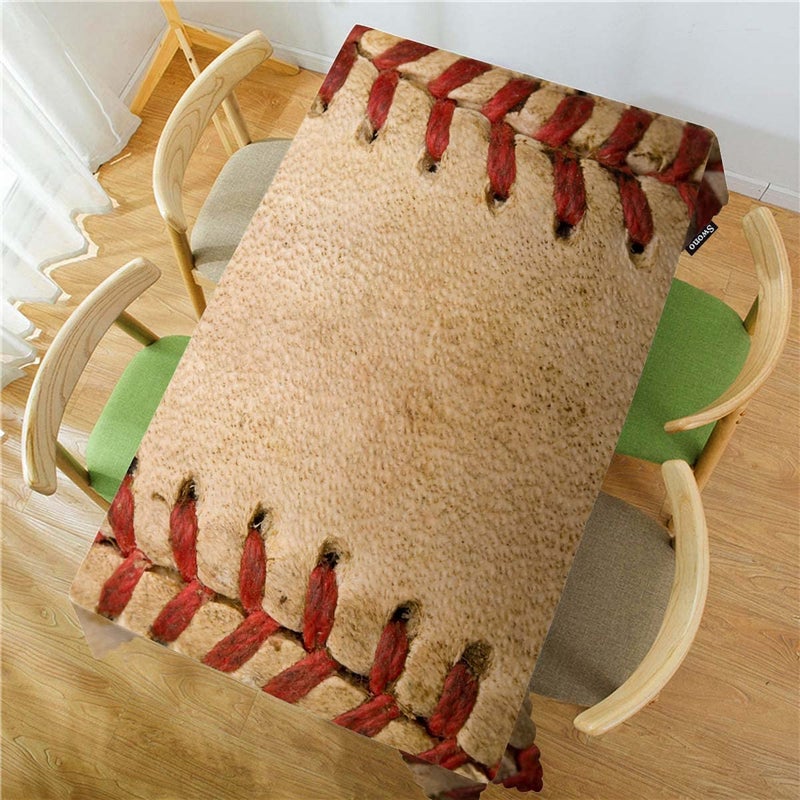 Swono Tablecloth Baseball, Sport Leather Old Worn Ball Football Table Cloth for Kitchen Dining Tabletop Decoration Parties Weddings, 52 X 70 Inch Rectangle Tablecloth - Image 2