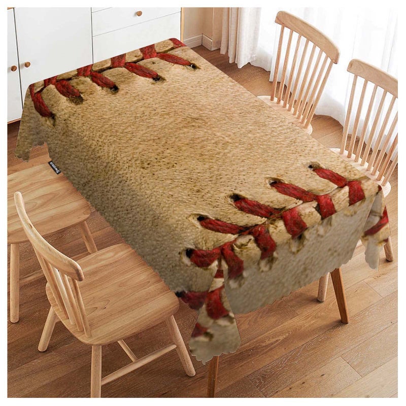 Swono Tablecloth Baseball, Sport Leather Old Worn Ball Football Table Cloth for Kitchen Dining Tabletop Decoration Parties Weddings, 52 X 70 Inch Rectangle Tablecloth - Image 1