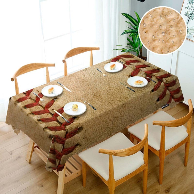 Swono Tablecloth Baseball, Sport Leather Old Worn Ball Football Table Cloth for Kitchen Dining Tabletop Decoration Parties Weddings, 52 X 70 Inch Rectangle Tablecloth - Image 3