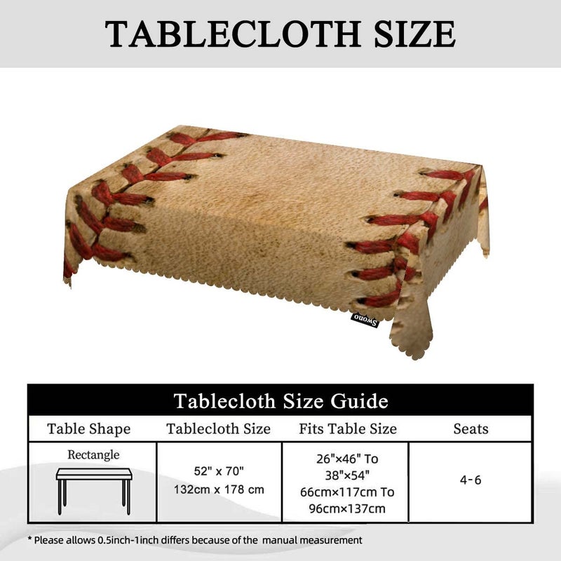 Swono Tablecloth Baseball, Sport Leather Old Worn Ball Football Table Cloth for Kitchen Dining Tabletop Decoration Parties Weddings, 52 X 70 Inch Rectangle Tablecloth - Image 5