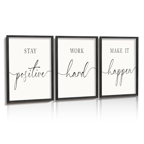 Heiple Motivational Wall Art 11x14 Framed Wooden Inspirational Office Wall Decor for Men Picture Poster Positive Work Hard Quote Wall Decor for Home Office Bedroom Black 11x14 - Image 1