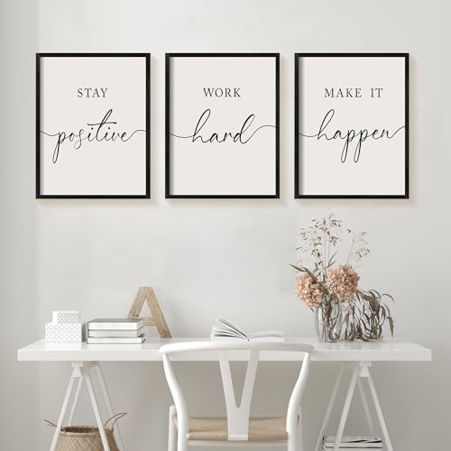 Heiple Motivational Wall Art 11x14 Framed Wooden Inspirational Office Wall Decor for Men Picture Poster Positive Work Hard Quote Wall Decor for Home Office Bedroom Black 11x14 - Image 3