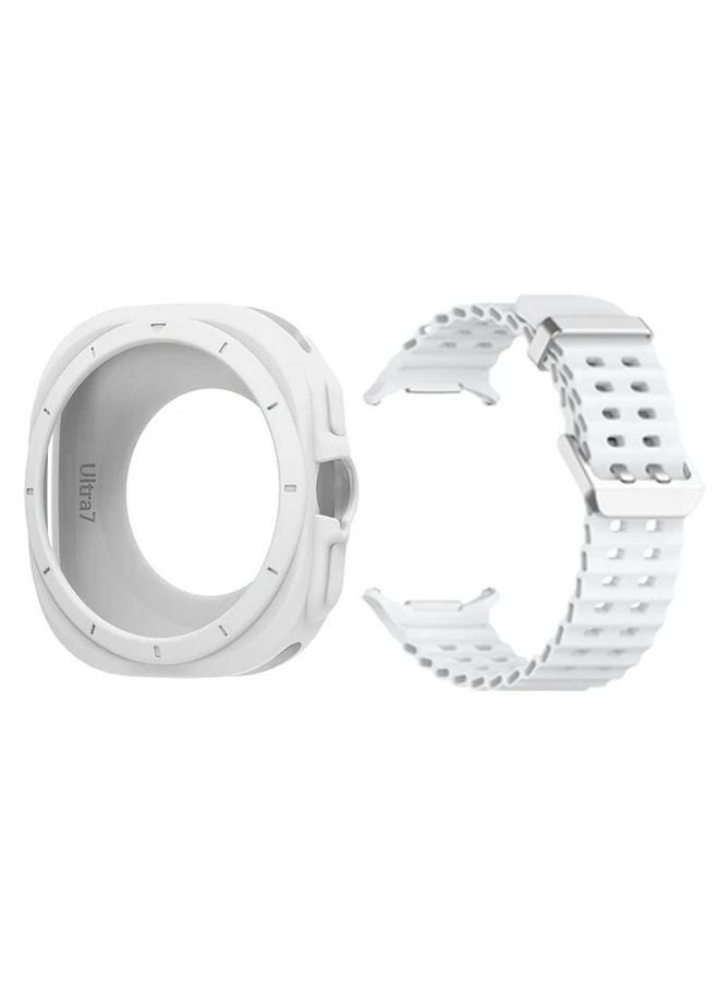 White Silicone Strap for Galaxy Watch Ultra 47mm Adjustable Band Comfort Fit Durable Clasp - Image 5