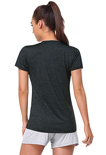 Cosy Pyro Women's Short Sleeve V-Neck Athletic T-Shirt Exercise Yoga Tees Dry Fit Gym Shirts Moisture Wicking Workout Tops Pack of 5 Black1/Black/Gray/Wine/Azure L - Image 4