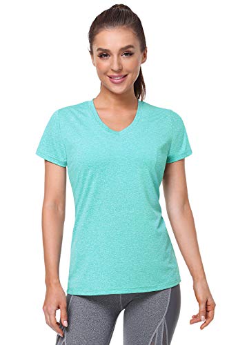 Cosy Pyro Women's Short Sleeve V-Neck Athletic T-Shirt Exercise Yoga Tees Dry Fit Gym Shirts Moisture Wicking Workout Tops Pack of 5 Black1/Black/Gray/Wine/Azure L - Image 2