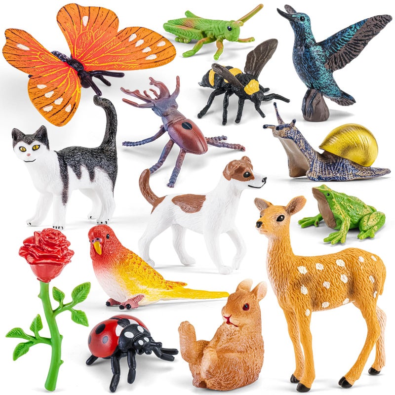 THINKBAY Realistic Animal Figurines Set14PCS Assorted Insects Birds Mammals Reptiles Figures for Kids Nature Exploration Science Educational Toys Desktop Decor Learning Toy Sensory Toys - Image 3