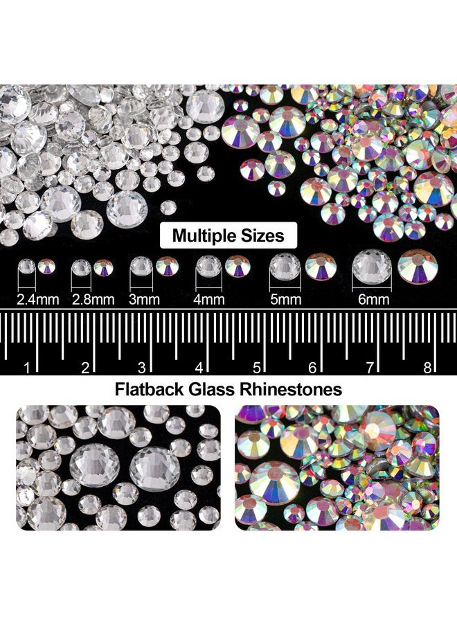 BELLEBOOST 4000Pcs Flatback Rhinestones And Half Round Pearls Kit 1 Multi Size Glass Clear & Ab Crystals Plastic Flat Back White Ab & Beige Ab Dome Bead With Pickup Pencil And Tweezer For Nail Art  - Image 3