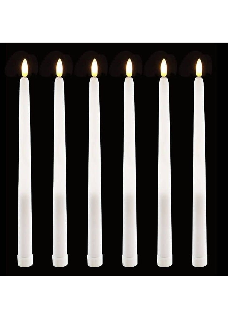 Excefore - LED Taper Candles with Remote, 6 Pcs 28cm Long LED Flameless Flickering Window Candles Battery Operated White Candle for for Home, Restaurant, Wedding - Image 1