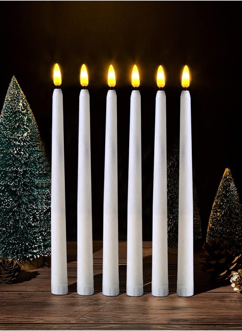 Excefore - LED Taper Candles with Remote, 6 Pcs 28cm Long LED Flameless Flickering Window Candles Battery Operated White Candle for for Home, Restaurant, Wedding - Image 1