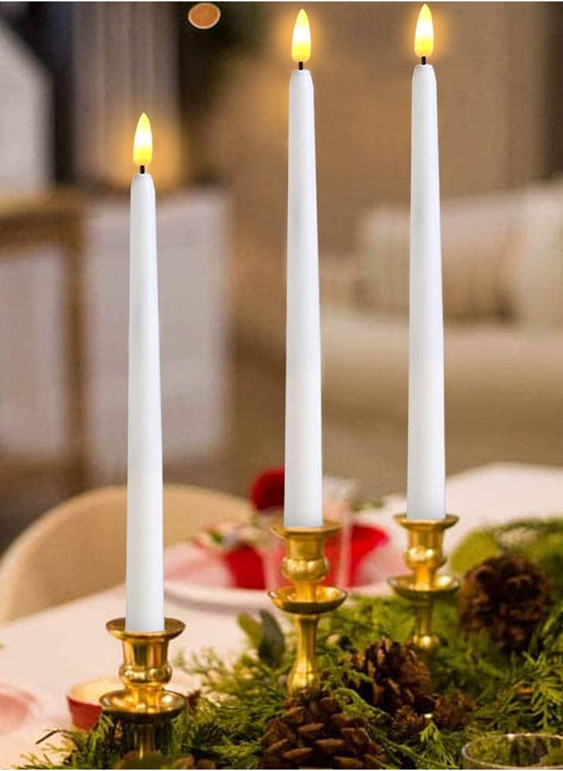 Excefore - LED Taper Candles with Remote, 6 Pcs 28cm Long LED Flameless Flickering Window Candles Battery Operated White Candle for for Home, Restaurant, Wedding - Image 1