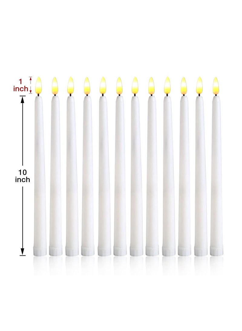 Excefore - LED Taper Candles with Remote, 6 Pcs 28cm Long LED Flameless Flickering Window Candles Battery Operated White Candle for for Home, Restaurant, Wedding - Image 1