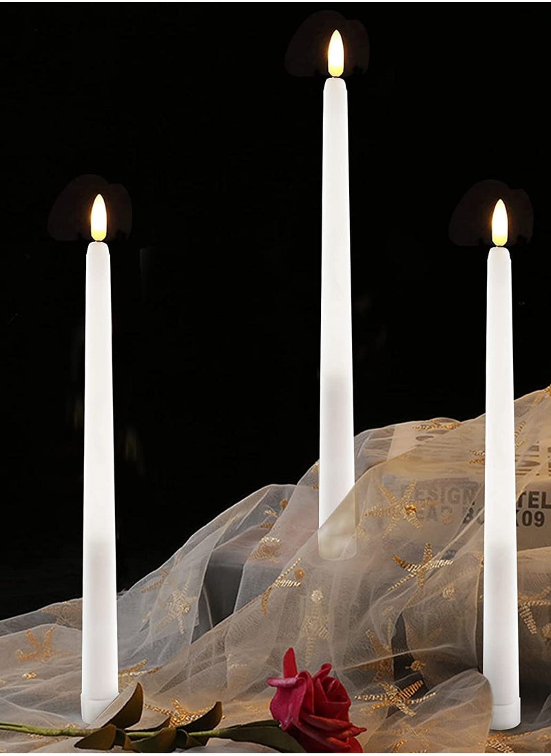 Excefore - LED Taper Candles with Remote, 6 Pcs 28cm Long LED Flameless Flickering Window Candles Battery Operated White Candle for for Home, Restaurant, Wedding - Image 1