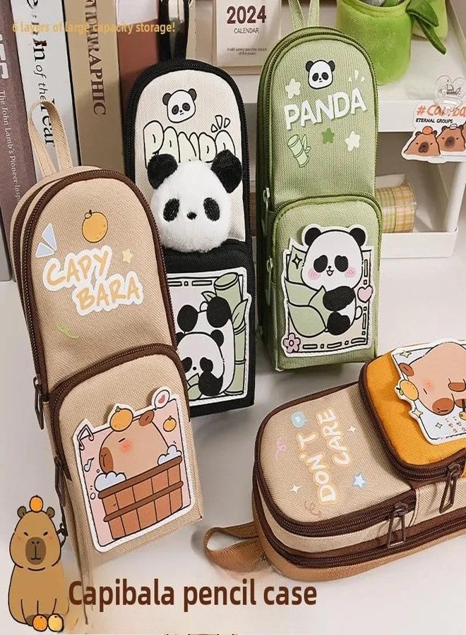 AASHRIT Pencil Case for Girls, Large Capacity Hangable Triple Layer Canvas Pencil Case, Cute Kuromi Pouch for Girls, Kawaii Pouches (Purple-A) (Kawaii) - Image 5