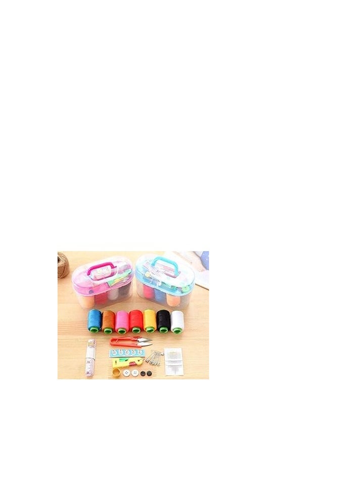 Generic - Portable Mini Travel Sewing Box Kit with Needles and Threads Multicolor - Image 1