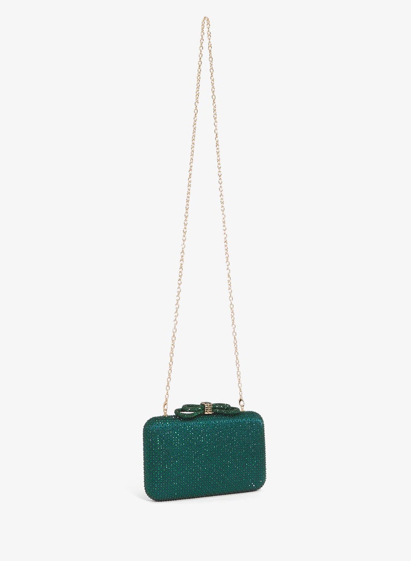 Khizana rhinestone detailed embellished bow detail clutch - Image 3