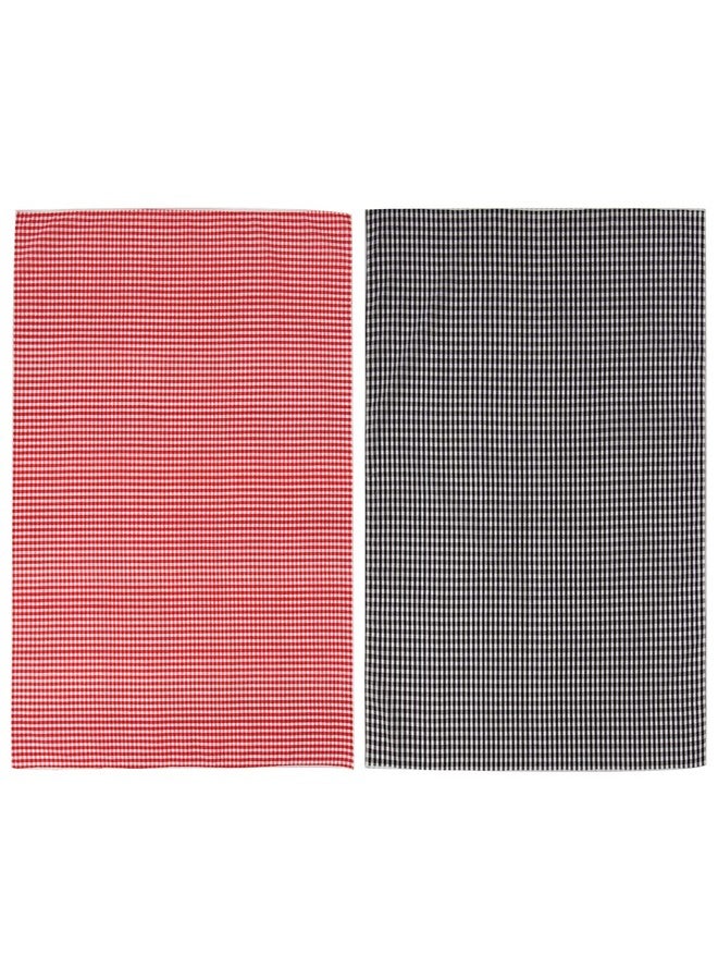 GERINLY Gingham Cotton Bandana Grid Head Scarf Plaid Face Cover 2 PCS Square Hair Tie Small Cowboy Neckerchief Hanky (Red&BlackGingham) - Image 4