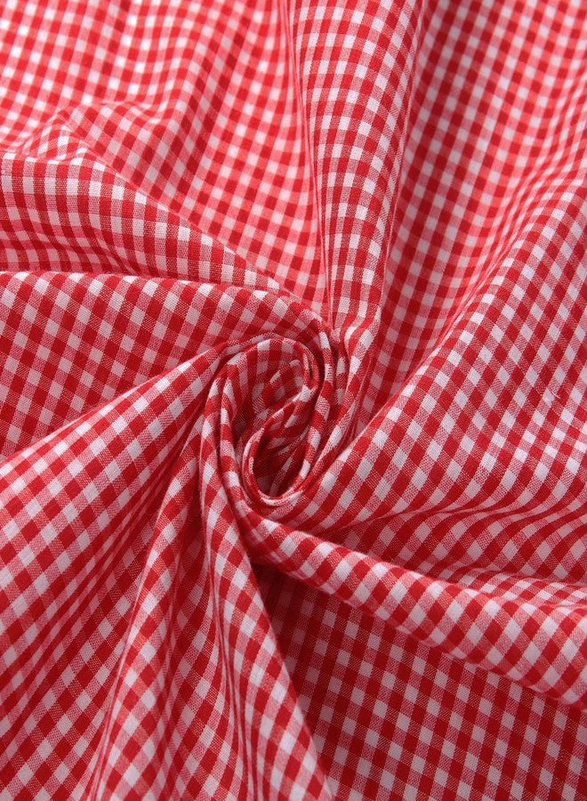 GERINLY Gingham Cotton Bandana Grid Head Scarf Plaid Face Cover 2 PCS Square Hair Tie Small Cowboy Neckerchief Hanky (Red&BlackGingham) - Image 5