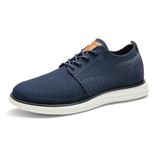 Bruno Marc Men's KnitFlex Breeze Mesh Oxford Sneakers - Breathable Business Casual Shoes Lightweight & Comfortable Walking Shoes for Men, Size 10,Dark/Blue,GRAND-01 - Image 1