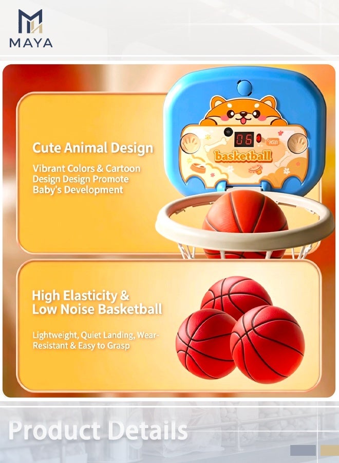 Maya Puppy Mini Basketball Hoop Set, Kids Indoor Play with Scoreboard, Includes Inflatable Ball, Pump, Wall Mounts, Portable Sports Toy for Children - Image 4