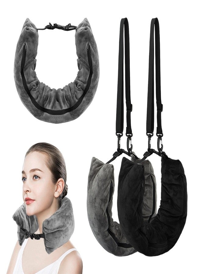 Yonderfume 2 Pack Stuffable Travel Pillow for Extra Luggage, Adjustable Velvet Travel Neck Pillow, Stuffable NeckPillow with Clothes, Multifunctional Sleeping Rest Cushion - Image 1