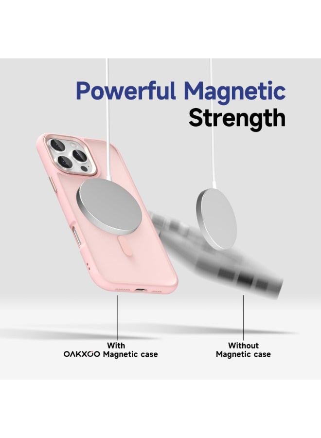 ACLIX Magnetic Case for iPhone 16 Pro Compatible with MagSafe, Translucent Matte Back Slim Shockproof Phone Cover | Pink - Image 3