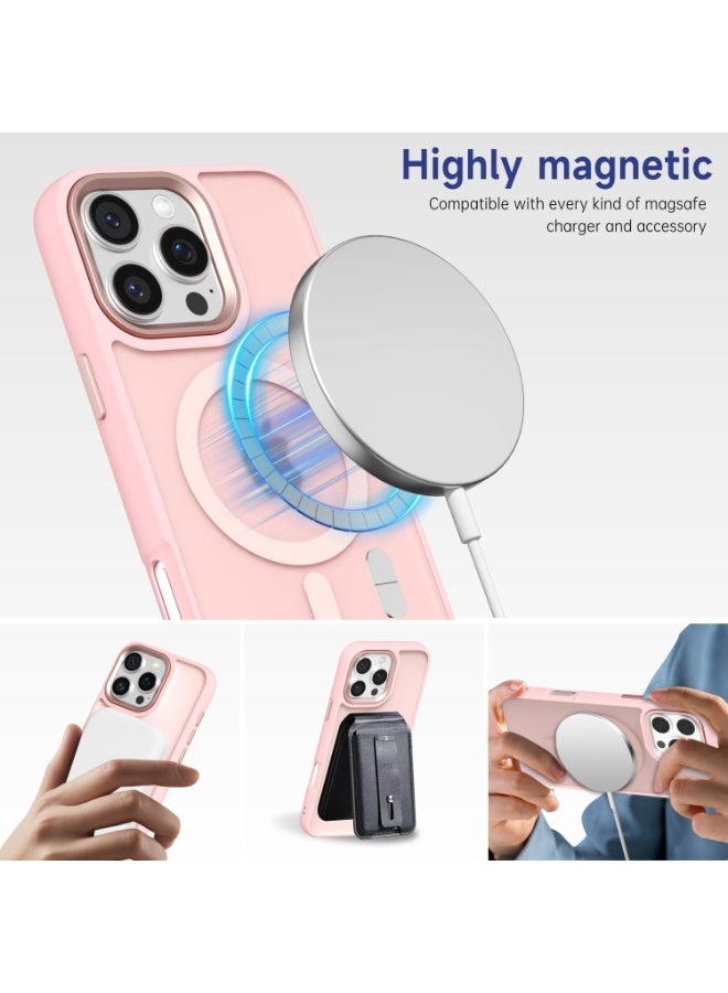 ACLIX Magnetic Case for iPhone 16 Pro Compatible with MagSafe, Translucent Matte Back Slim Shockproof Phone Cover | Pink - Image 5