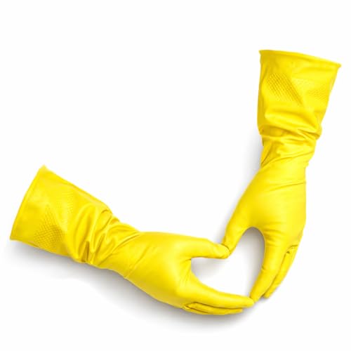 Gloves Legend Size Large - 3 Pairs (6 Gloves) - Gloves Legend - Yellow Latex Household Kitchen Cleaning Dishwashing Reuseable Gloves - Image 1