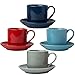 Comfify Comfify 4oz. Espresso Cups Set of 4 with Matching Saucers - Premium Porcelain, 8 Piece Gift Box Demitasse Set - Red, - Image 2