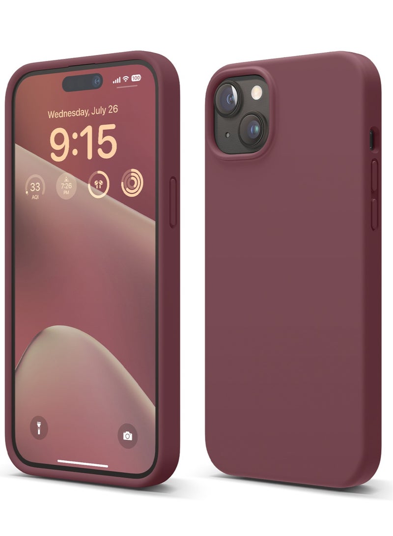 Elago Liquid Silicone for iPhone 15 PLUS Case Cover Full Body Protection, Shockproof, Slim, Anti-Scratch Soft Microfiber Lining - Burgundy