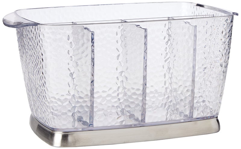 InterDesign iDesign Rain Plastic Silverware Caddy Organizer Flatware Holder for Kitchen Countertop Storage, Dining Table, Outdoor Patio, Picnic Tables, Clear - Image 1