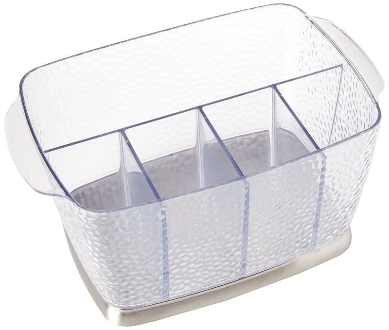 InterDesign iDesign Rain Plastic Silverware Caddy Organizer Flatware Holder for Kitchen Countertop Storage, Dining Table, Outdoor Patio, Picnic Tables, Clear - Image 2