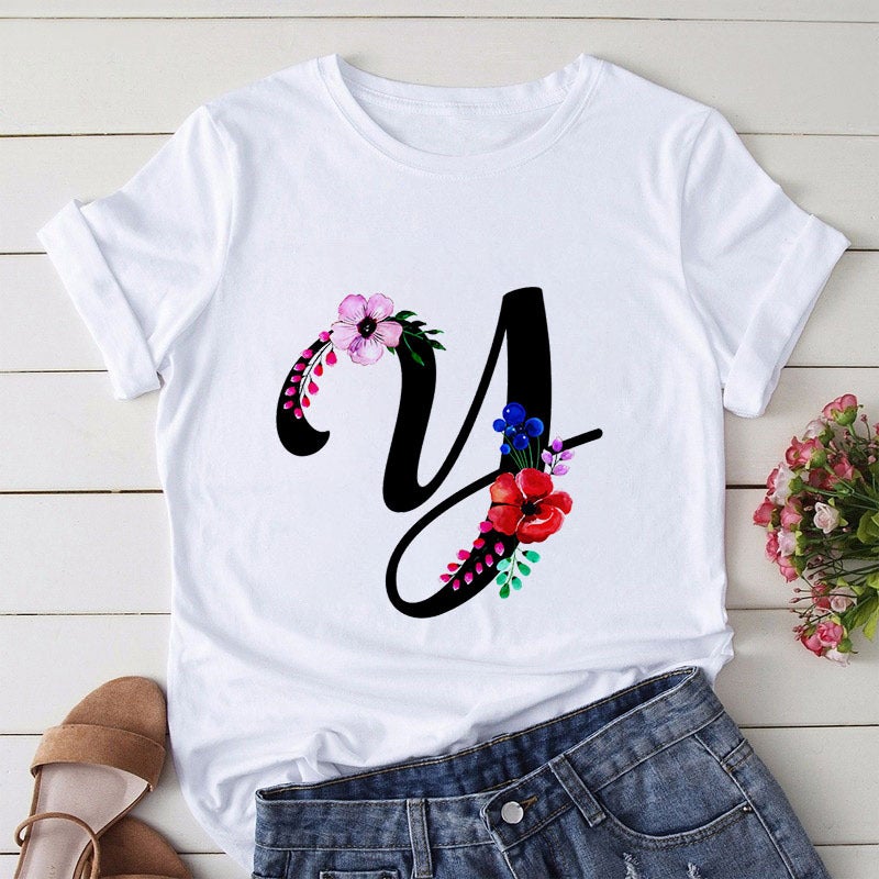 [Hair On The Day] T-Shirt Women'S Short-Sleeved Printed Butterfly Letter Large Size T-Shirt 26 English Women'S Wear - Image 1