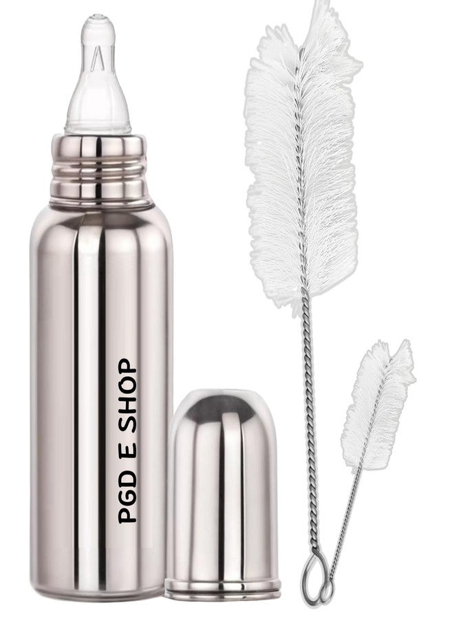 PGD Premium-Grade Regular Design Stainless Steel Baby Feeding Bottle and Cleaning Brush Set for Newborns, Infants, Toddlers, and Kids (220ml Cleaning Brush)