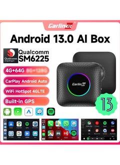 2023 Carlinkit Ai Box Newest Model With Android 13 Wireless CarPlay Android Auto 3 in 1 4+64GB Adapter Support Netflix Youtube Disney HBO Max Tik Tok 4G LTE Built-in Google Play  GPS