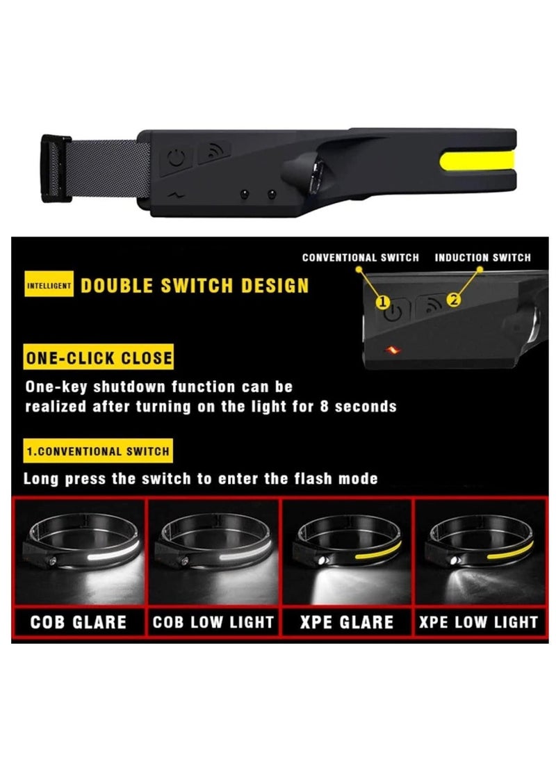 TIGER LED Headlamp Rechargeable Flashlight with 5 Modes & Motion Sensor | 350 Lumen Waterproof LED, 230° Wide Beam | Perfect for Running, Camping, Repairing & Outdoor Activities  - Image 3