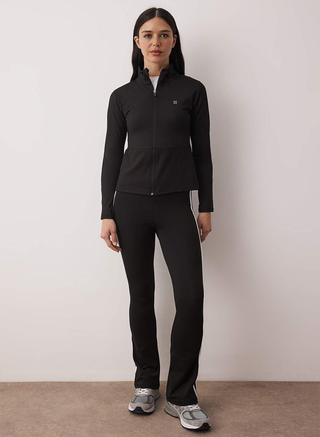 trendyol Black Line and Reflector Print Detailed Diver/Scuba Fabric Knitted Sports Jacket - Image 2