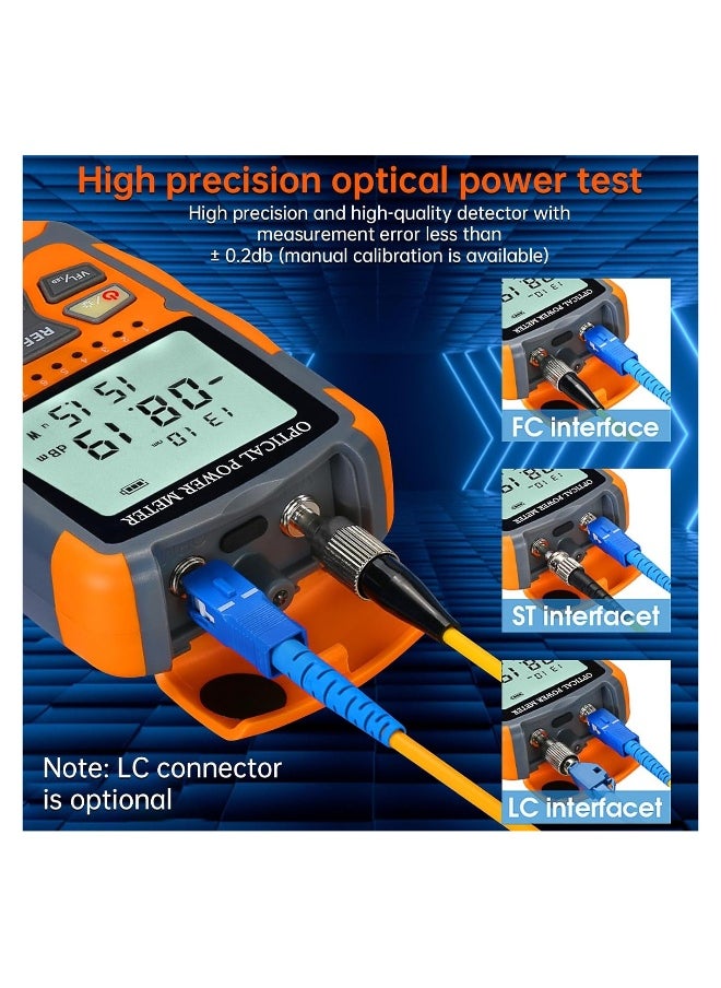 Generic Fiber Optic Tester, 4 In 1 Function Portable Fiber Light Power Meter, Fc/Sc/St Universal Interface Fiber Tester, Built-In 10mw Visual Fault Locator (Opmu0026Vfl), High Measurement Accuracy  - Image 3