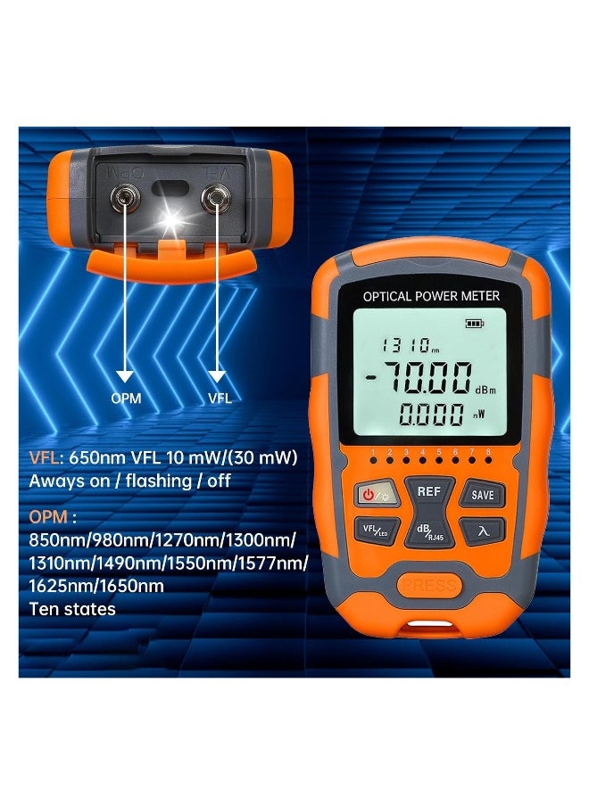 Generic Fiber Optic Tester, 4 In 1 Function Portable Fiber Light Power Meter, Fc/Sc/St Universal Interface Fiber Tester, Built-In 10mw Visual Fault Locator (Opmu0026Vfl), High Measurement Accuracy  - Image 4