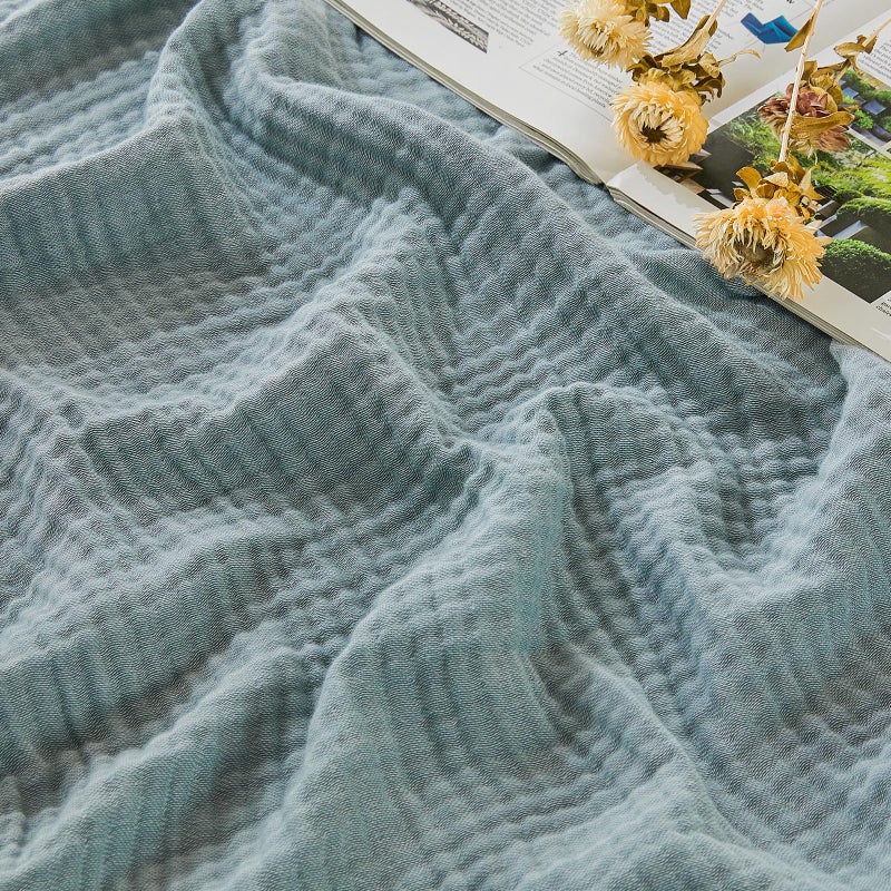 EMME Cotton Muslin Large Throw Blanket Couch Breathable Gauze Soft Lightweight Bed Blankets Adults (Heather Teal, 50"x70") - Image 1