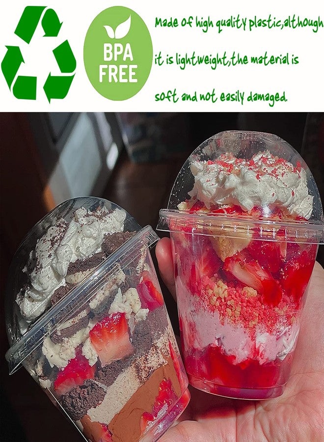 Alaeseje عبوة من 50 كوبًا بلاستيكيًا شفافًا للاستخدام مرة واحدة من ألايسجي، سعة 8 أونصات، مزودة بأغطية مقببة (بها فتحة في الغطاء)، أكواب حلوى من مادة البولي إيثيلين تيريفثالات، أوعية وجبات خفيفة للاستخدام مرة واحدة للآيس كريم والكيك والفواكه والبارفيه والبودينغ وجيلي شوت. - Image 5