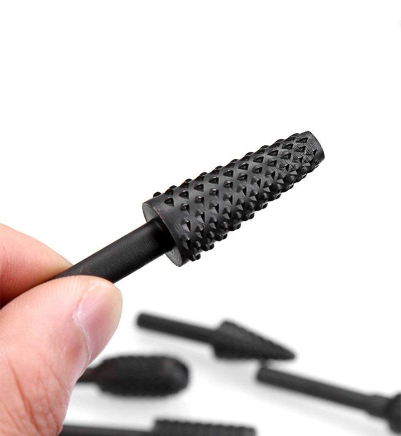 ASNOMY 10PCS Woodworking Twist Drill Bits, Wood Carving File Rasp Drill Bits 6.3mm(1/4") Shank Electrical Tools Woodworking Rasp Chisel Shaped Rotating Embossed Grinding Head - Image 5